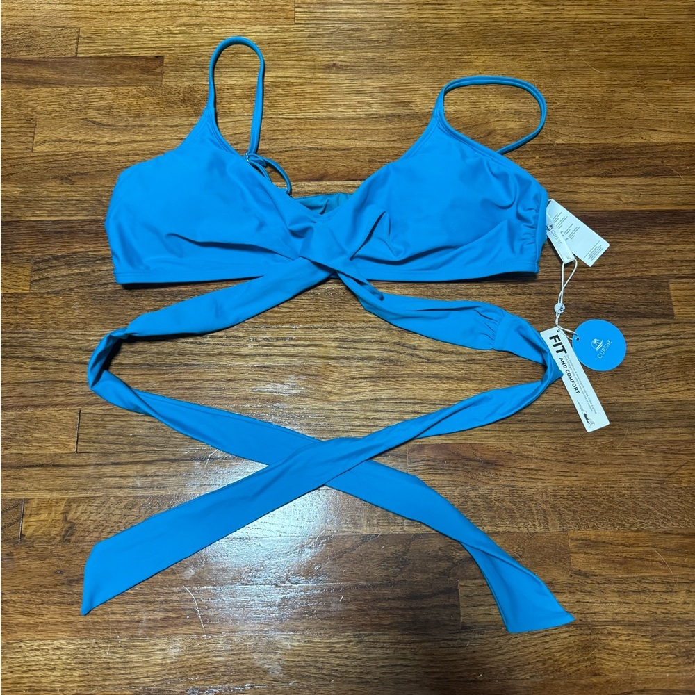 Cupshe Blue Wrap Bikini Top